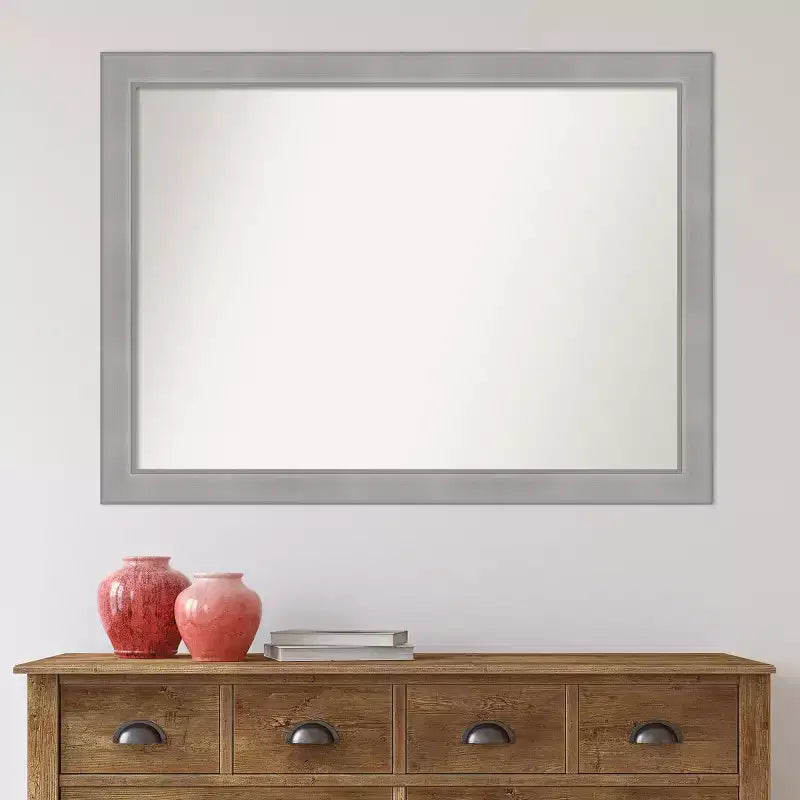 Miroir mural de salle de bain 42" x 31" en nickel brossé, rectangulaire, cadre en polystyrène, fixation murale