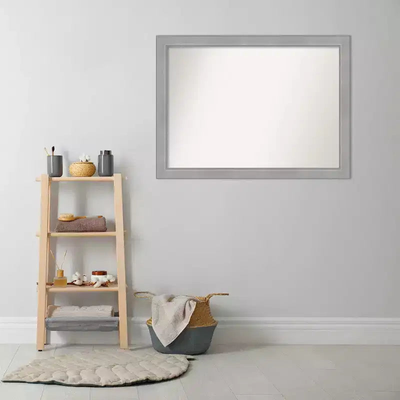 Miroir mural de salle de bain 42" x 31" en nickel brossé, rectangulaire, cadre en polystyrène, fixation murale