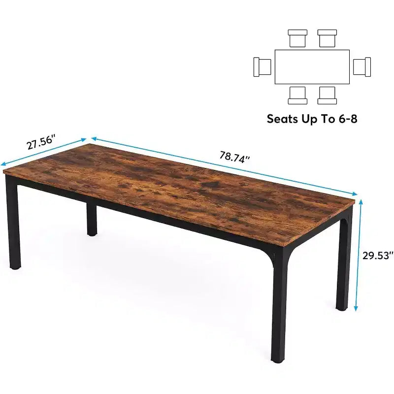 Table à manger rectangulaire en bois style ferme, 6 places, longue table de cuisine moderne pour salle à manger, coin petit-déjeuner