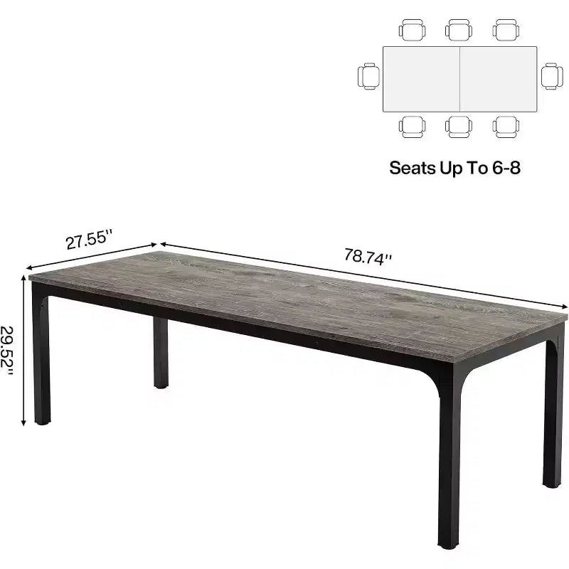 Table à manger rectangulaire en bois style ferme, 6 places, longue table de cuisine moderne pour salle à manger, coin petit-déjeuner