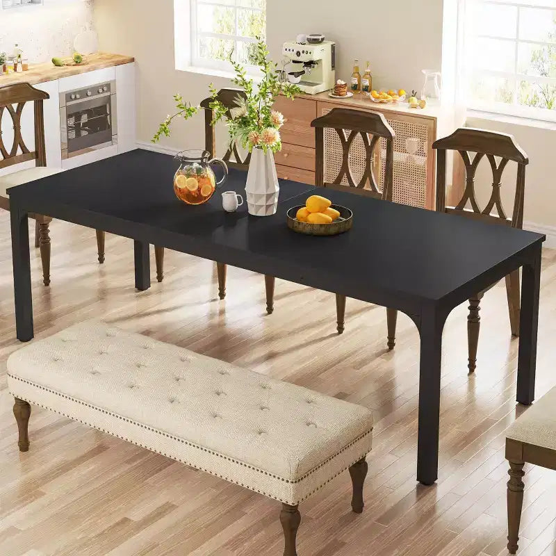 Table à manger rectangulaire en bois style ferme, 6 places, longue table de cuisine moderne pour salle à manger, coin petit-déjeuner