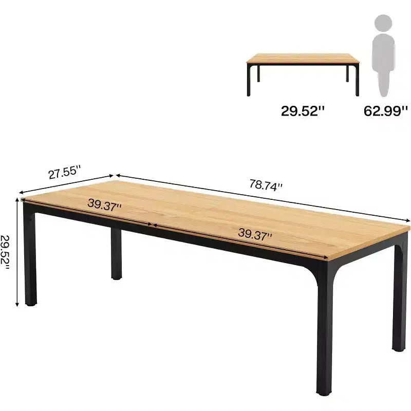 Table à manger rectangulaire en bois style ferme, 6 places, longue table de cuisine moderne pour salle à manger, coin petit-déjeuner