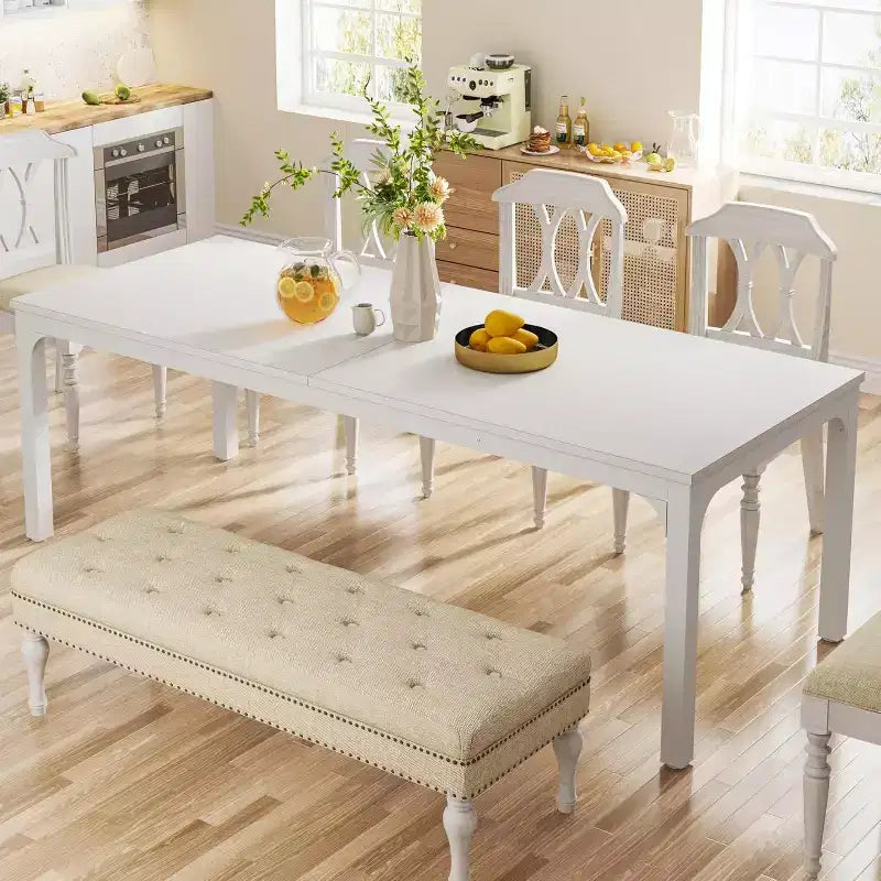 Table à manger rectangulaire en bois style ferme, 6 places, longue table de cuisine moderne pour salle à manger, coin petit-déjeuner