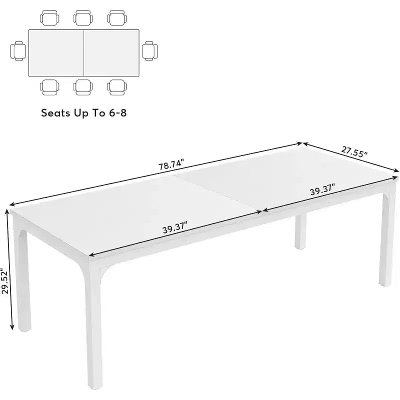 Table à manger rectangulaire en bois style ferme, 6 places, longue table de cuisine moderne pour salle à manger, coin petit-déjeuner