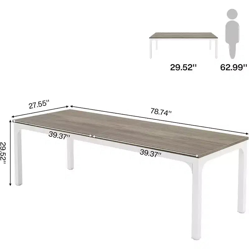 Table à manger rectangulaire en bois style ferme, 6 places, longue table de cuisine moderne pour salle à manger, coin petit-déjeuner