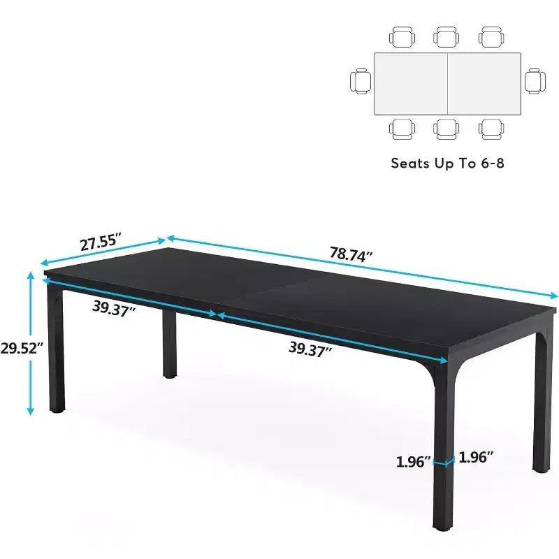 Table à manger rectangulaire en bois style ferme, 6 places, longue table de cuisine moderne pour salle à manger, coin petit-déjeuner