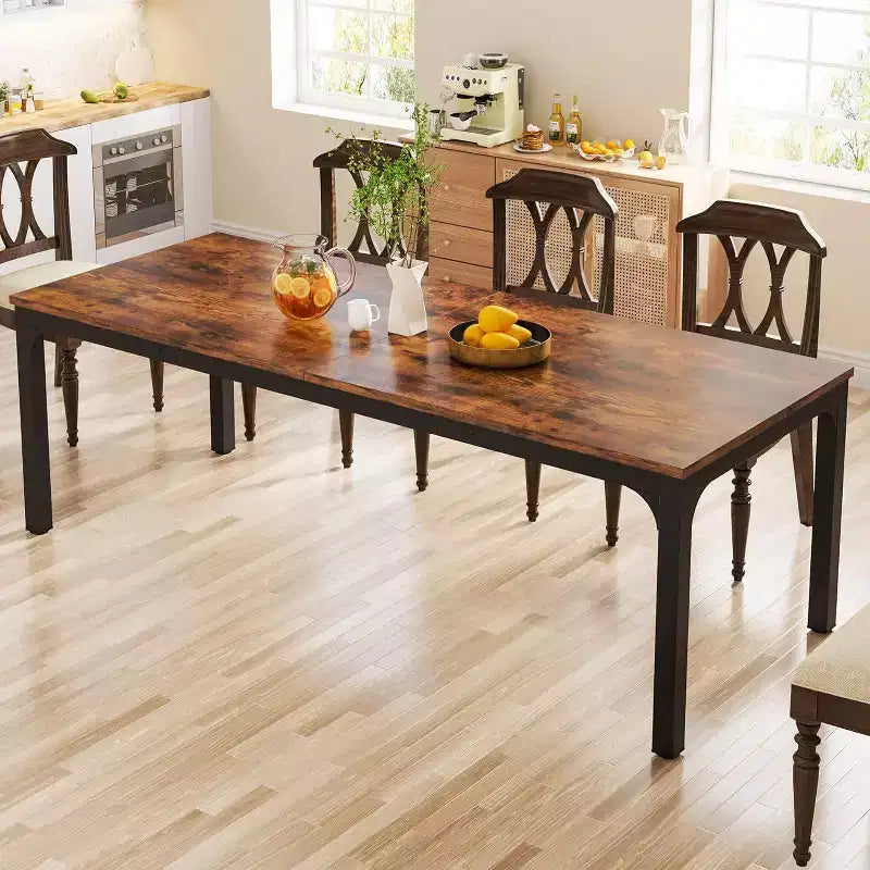 Table à manger rectangulaire en bois style ferme, 6 places, longue table de cuisine moderne pour salle à manger, coin petit-déjeuner