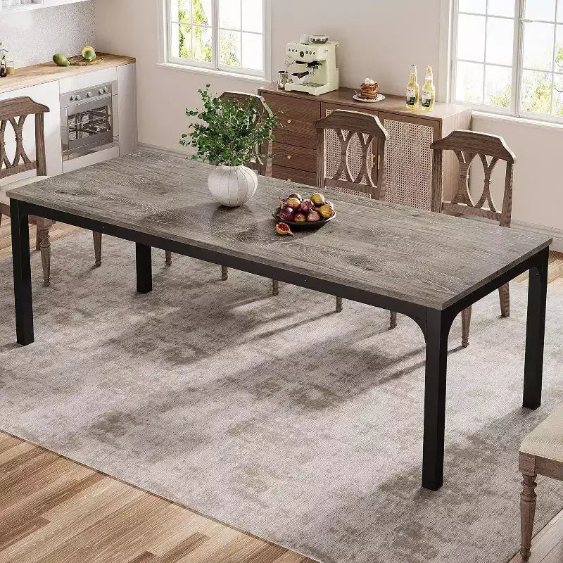 Table à manger rectangulaire en bois style ferme, 6 places, longue table de cuisine moderne pour salle à manger, coin petit-déjeuner