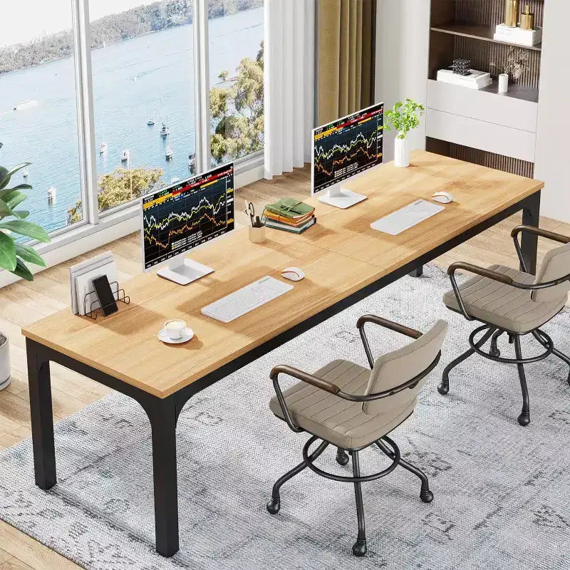 Table à manger rectangulaire en bois style ferme, 6 places, longue table de cuisine moderne pour salle à manger, coin petit-déjeuner