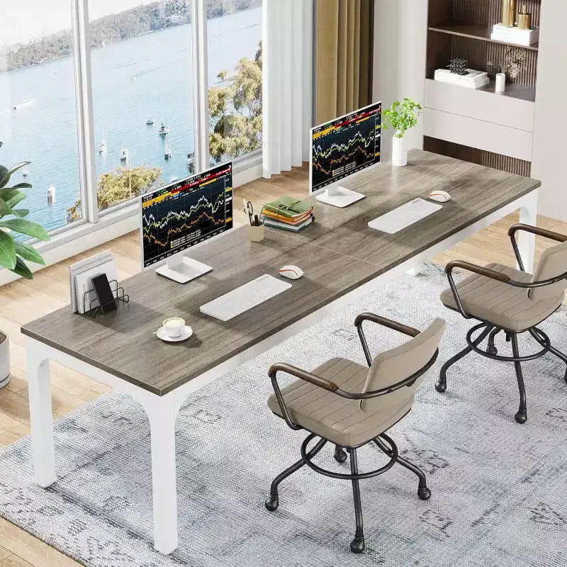 Table à manger rectangulaire en bois style ferme, 6 places, longue table de cuisine moderne pour salle à manger, coin petit-déjeuner