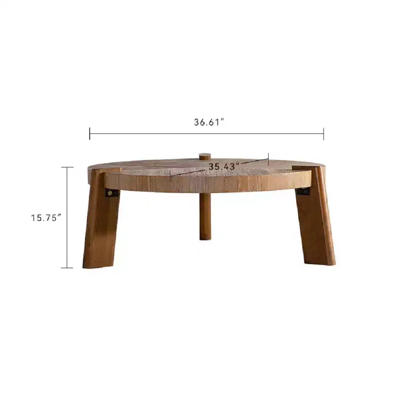 Table basse ronde en bois, style rustique naturel, pour salon et appartement