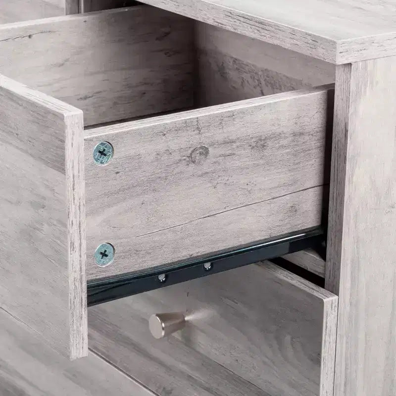 Commode grise à 7 tiroirs, 66 cm de large, en panneaux de particules