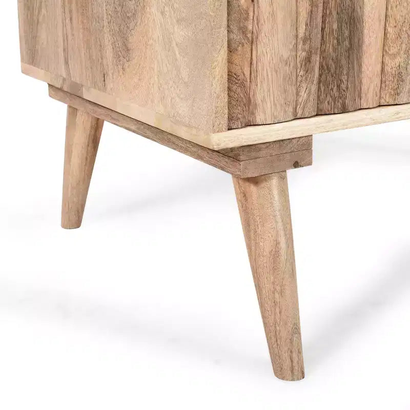 Meuble d'appoint en bois de manguier avec 2 tiroirs, bahut de rangement avec grain naturel