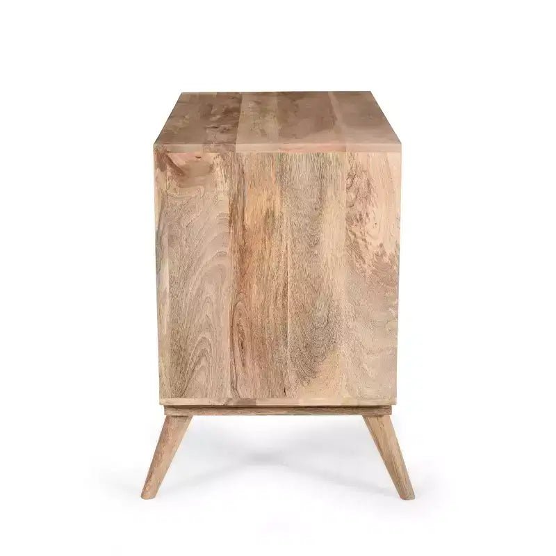 Meuble d'appoint en bois de manguier avec 2 tiroirs, bahut de rangement avec grain naturel