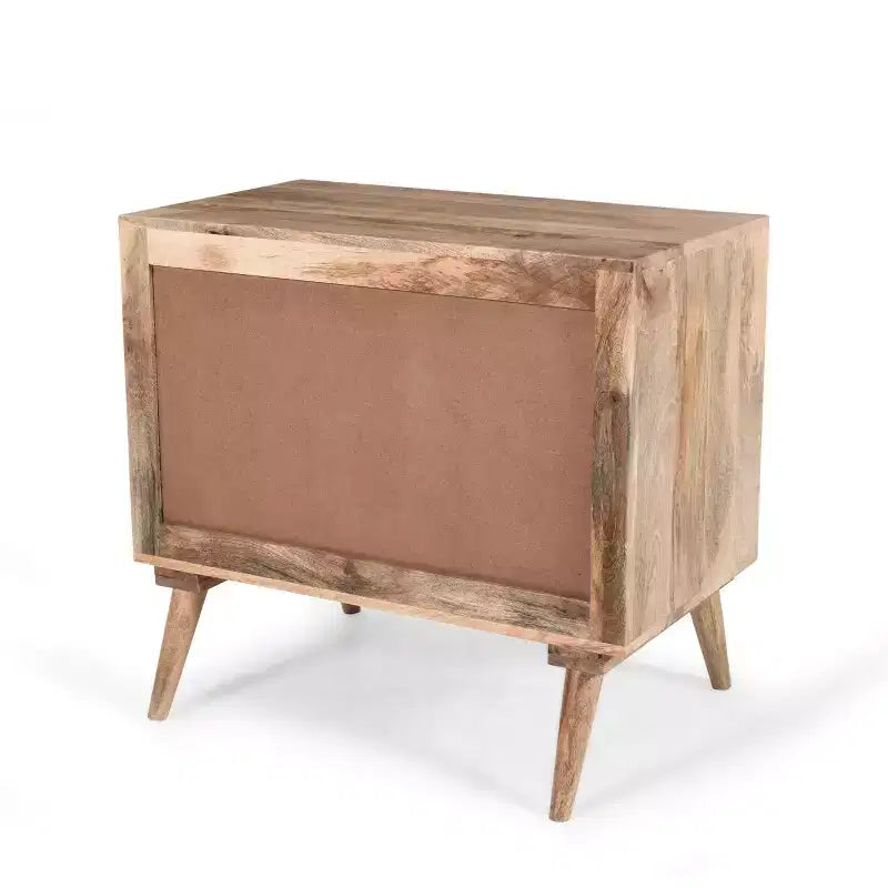 Meuble d'appoint en bois de manguier avec 2 tiroirs, bahut de rangement avec grain naturel