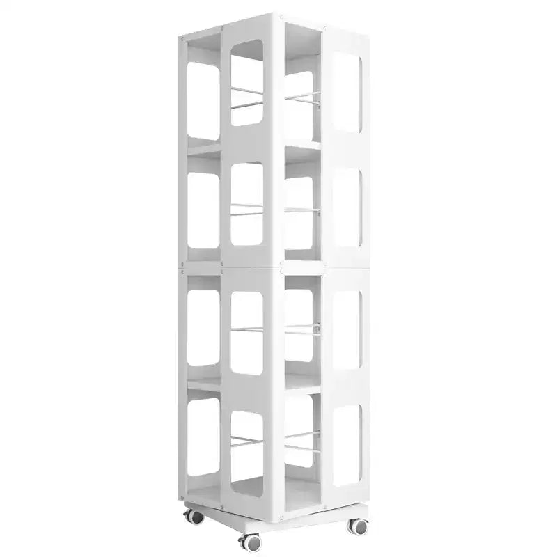 Étagère rotative tout acier avec roulettes à 360°, organisateur de rangement à 4 niveaux pour salon, couloir, bureau