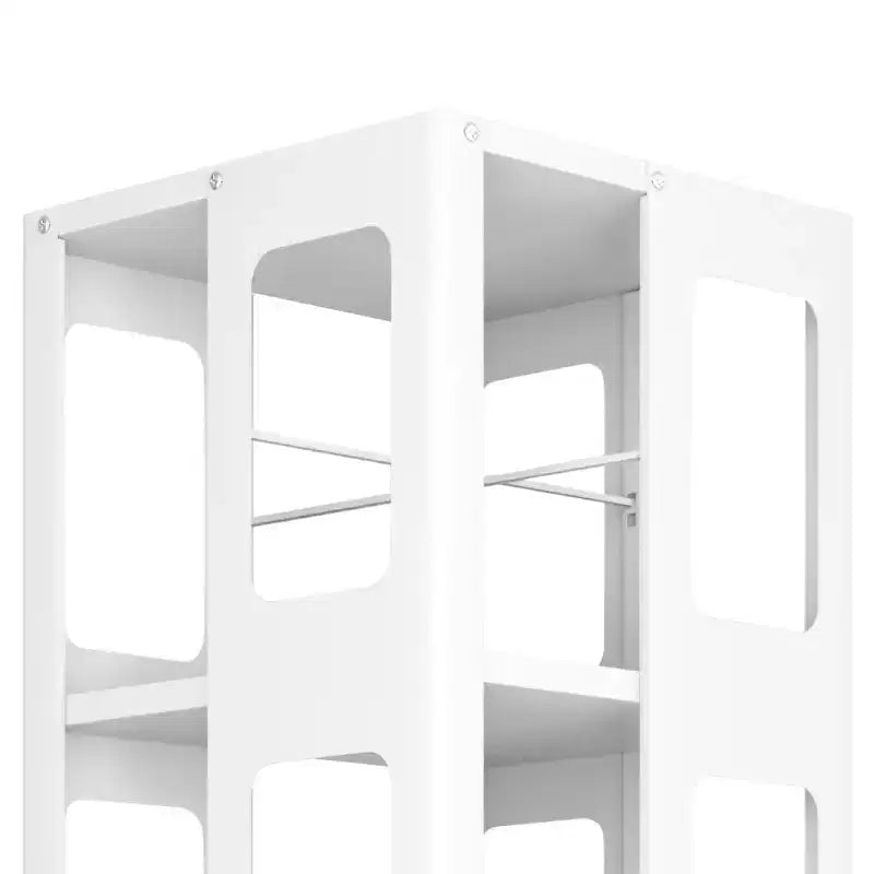Étagère rotative tout acier avec roulettes à 360°, organisateur de rangement à 4 niveaux pour salon, couloir, bureau