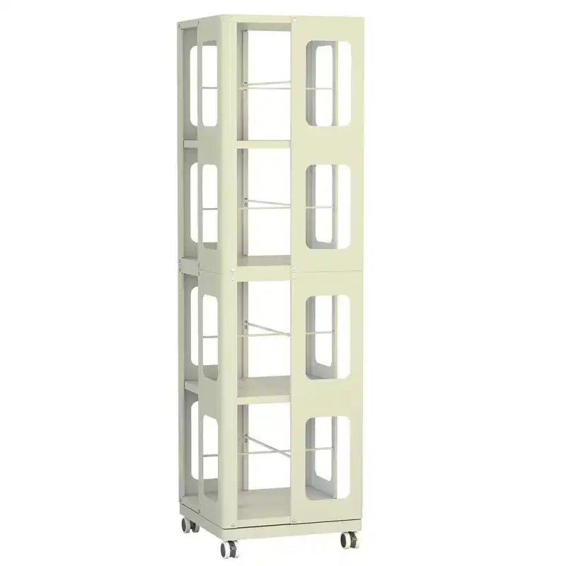 Étagère rotative tout acier avec roulettes à 360°, organisateur de rangement à 4 niveaux pour salon, couloir, bureau