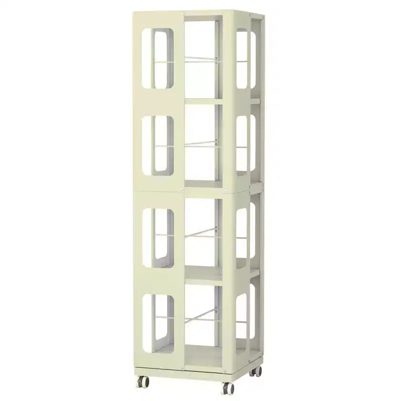 Étagère rotative tout acier avec roulettes à 360°, organisateur de rangement à 4 niveaux pour salon, couloir, bureau