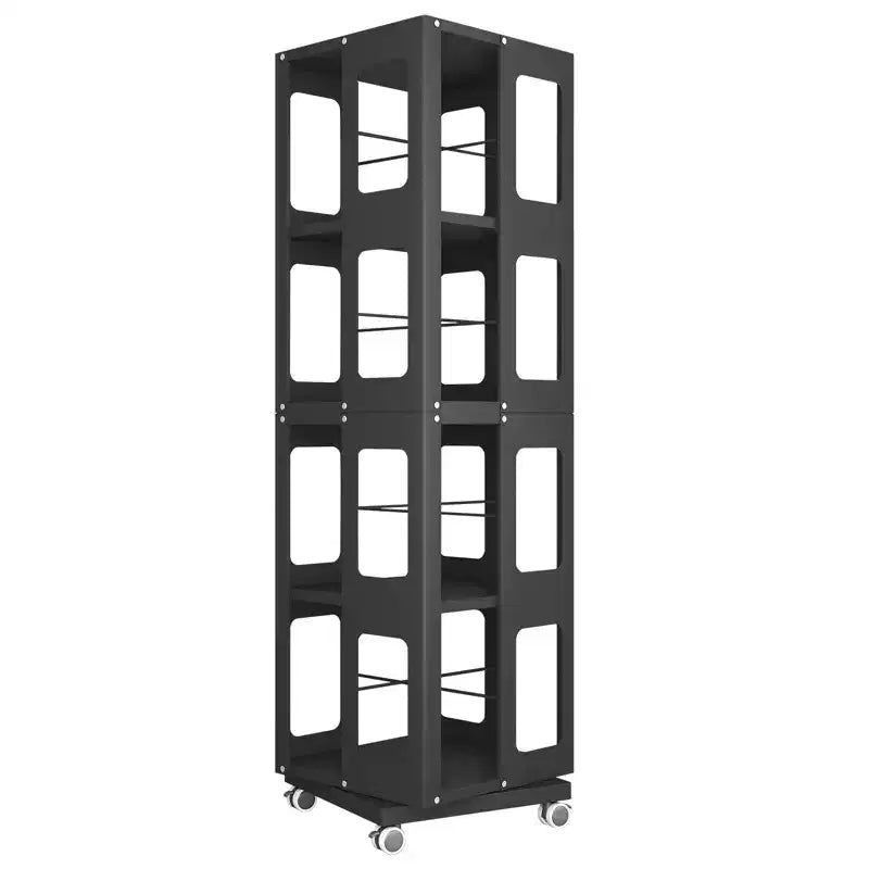 Étagère rotative tout acier avec roulettes à 360°, organisateur de rangement à 4 niveaux pour salon, couloir, bureau