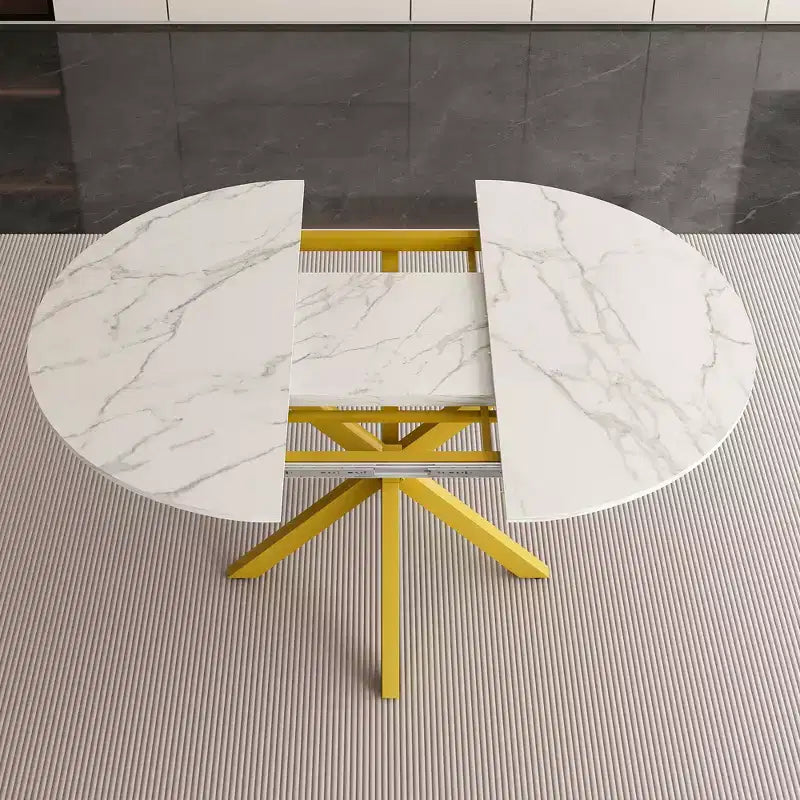 Table à manger rétractable moderne de 150 cm pour 6 personnes, table extensible pliante avec base en acier au carbone, cuisine et salle à manger