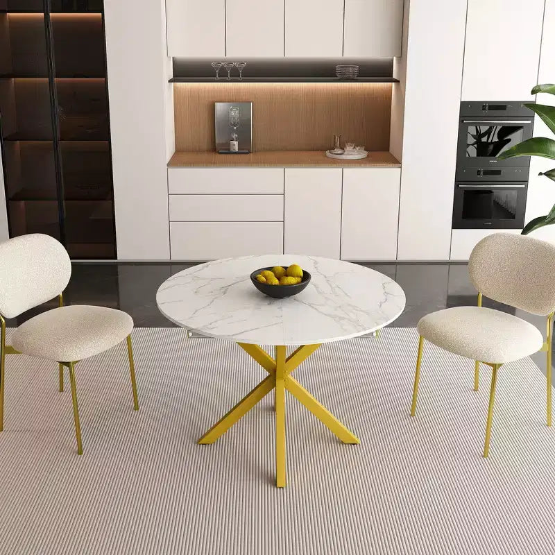 Table à manger rétractable moderne de 150 cm pour 6 personnes, table extensible pliante avec base en acier au carbone, cuisine et salle à manger