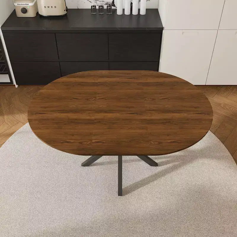 Table à manger rétractable moderne de 150 cm pour 6 personnes, table extensible pliante avec base en acier au carbone, cuisine et salle à manger