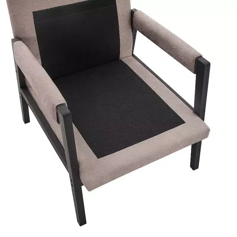 Fauteuil d'appoint rembourré en chenille, de style moderne du milieu du siècle, avec cadre en bois d'acacia