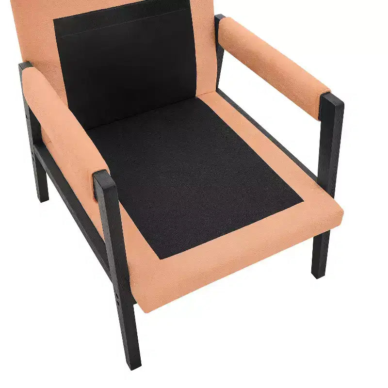 Fauteuil d'appoint rembourré en chenille, de style moderne du milieu du siècle, avec cadre en bois d'acacia