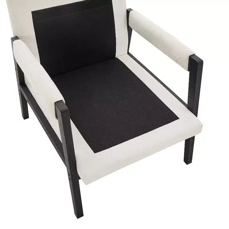 Fauteuil d'appoint rembourré en chenille, de style moderne du milieu du siècle, avec cadre en bois d'acacia