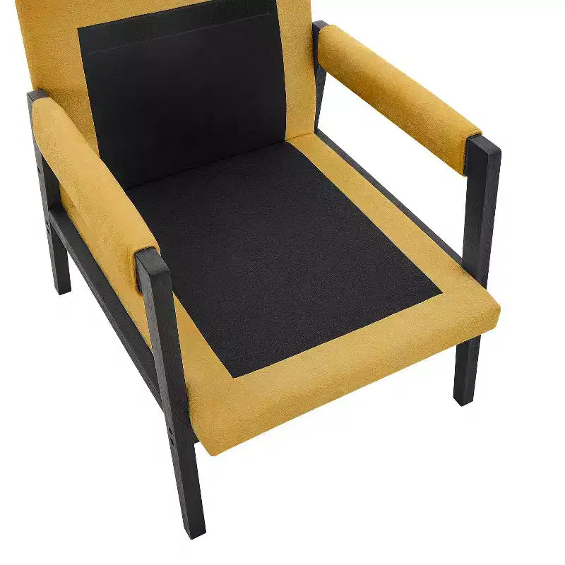 Fauteuil d'appoint rembourré en chenille, de style moderne du milieu du siècle, avec cadre en bois d'acacia