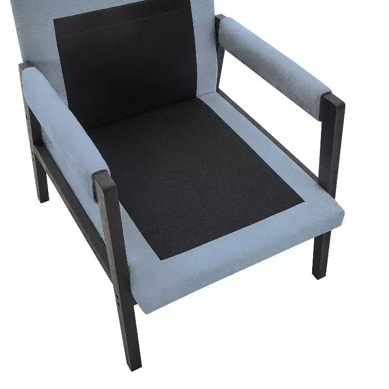 Fauteuil d'appoint rembourré en chenille, de style moderne du milieu du siècle, avec cadre en bois d'acacia