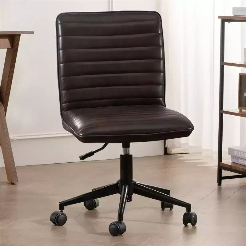 Chaise de bureau sans accoudoirs, en similicuir, dossier mi-haut, pivotante à 360°, hauteur réglable