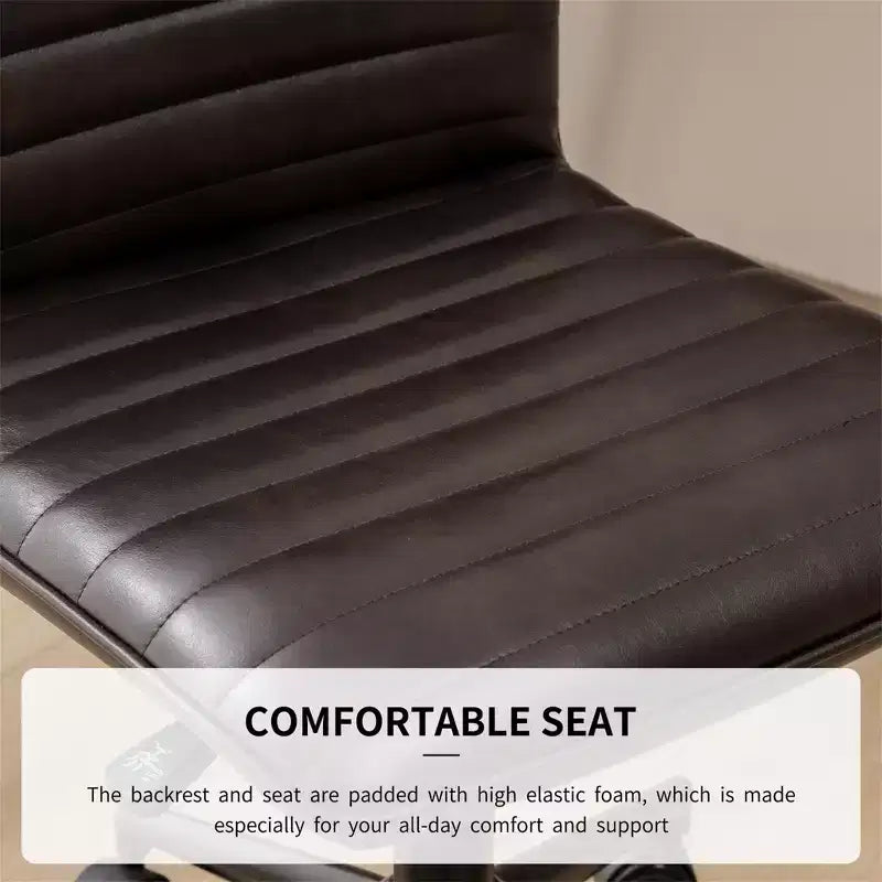 Chaise de bureau sans accoudoirs, en similicuir, dossier mi-haut, pivotante à 360°, hauteur réglable