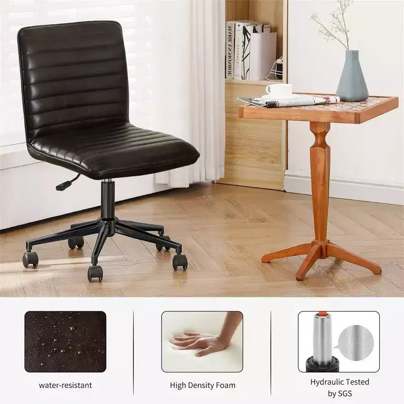 Chaise de bureau sans accoudoirs, en similicuir, dossier mi-haut, pivotante à 360°, hauteur réglable