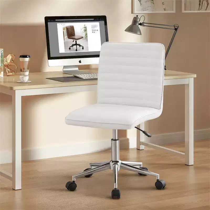 Chaise de bureau sans accoudoirs, en similicuir, dossier mi-haut, pivotante à 360°, hauteur réglable