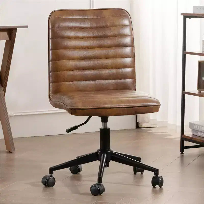 Chaise de bureau sans accoudoirs, en similicuir, dossier mi-haut, pivotante à 360°, hauteur réglable