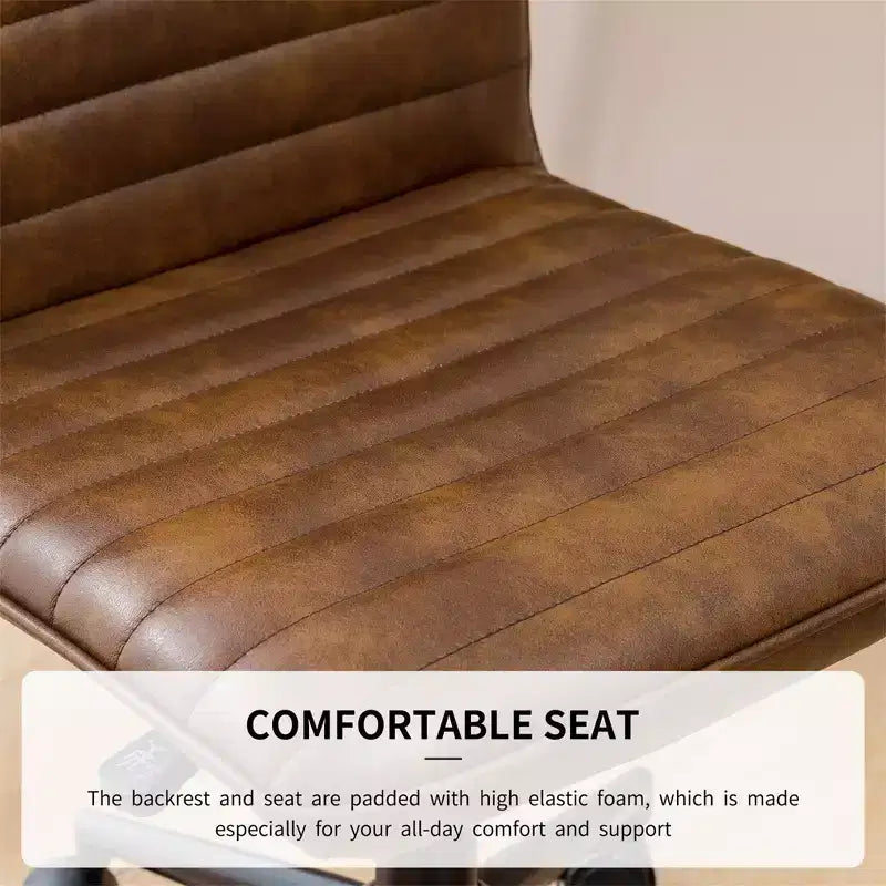 Chaise de bureau sans accoudoirs, en similicuir, dossier mi-haut, pivotante à 360°, hauteur réglable