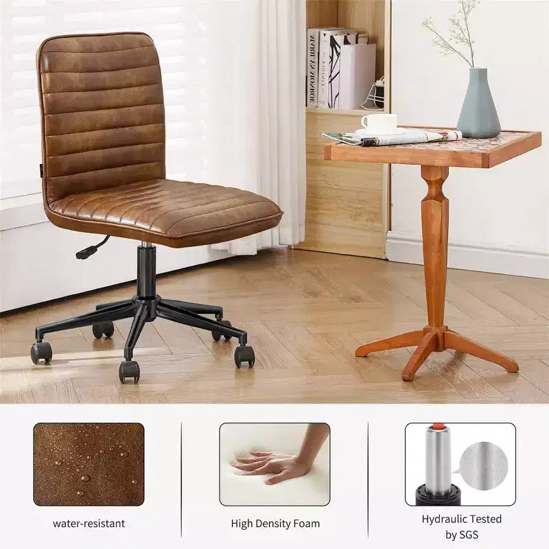 Chaise de bureau sans accoudoirs, en similicuir, dossier mi-haut, pivotante à 360°, hauteur réglable