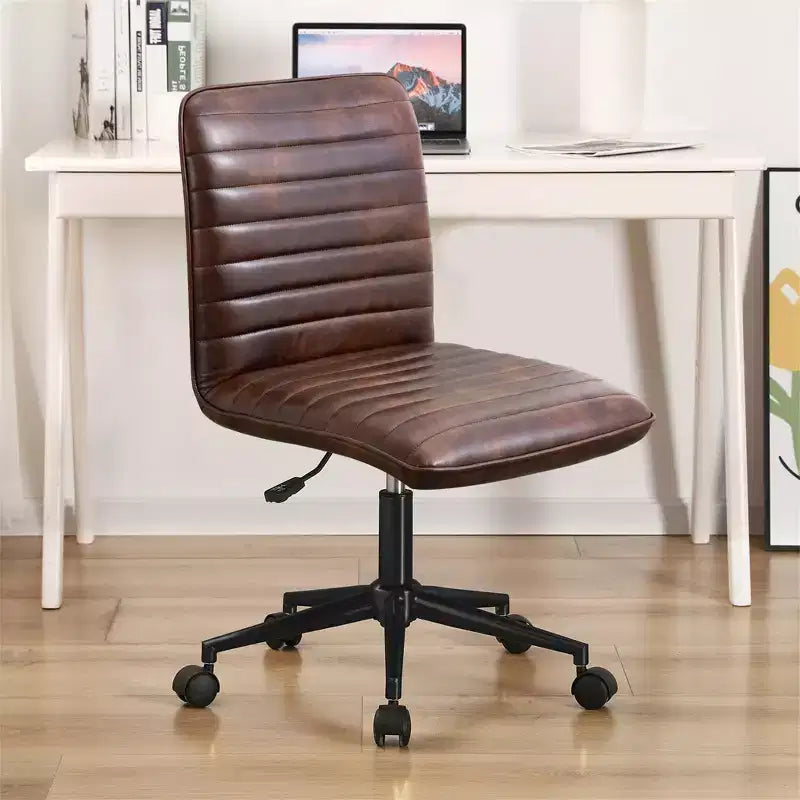 Chaise de bureau sans accoudoirs, en similicuir, dossier mi-haut, pivotante à 360°, hauteur réglable