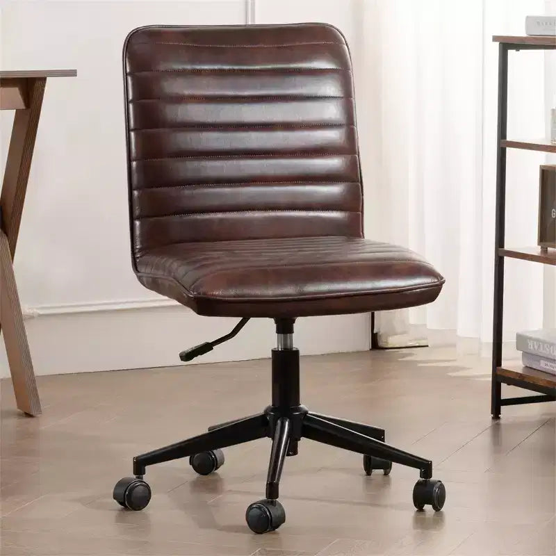 Chaise de bureau sans accoudoirs, en similicuir, dossier mi-haut, pivotante à 360°, hauteur réglable