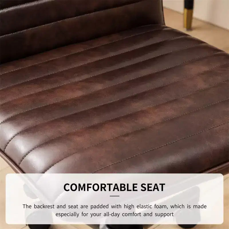Chaise de bureau sans accoudoirs, en similicuir, dossier mi-haut, pivotante à 360°, hauteur réglable