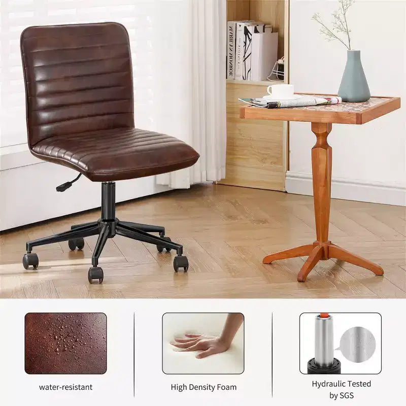 Chaise de bureau sans accoudoirs, en similicuir, dossier mi-haut, pivotante à 360°, hauteur réglable