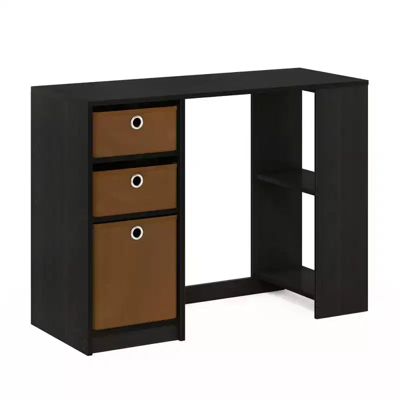Bureau informatique 39", bureau d'étude et d'écriture avec 3 bacs de rangement et étagères ouvertes
