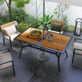Table de patio rectangulaire avec trou pour parasol, table de salle à manger d'extérieur rectangulaire imitation bois pour 6 personnes pour jardin