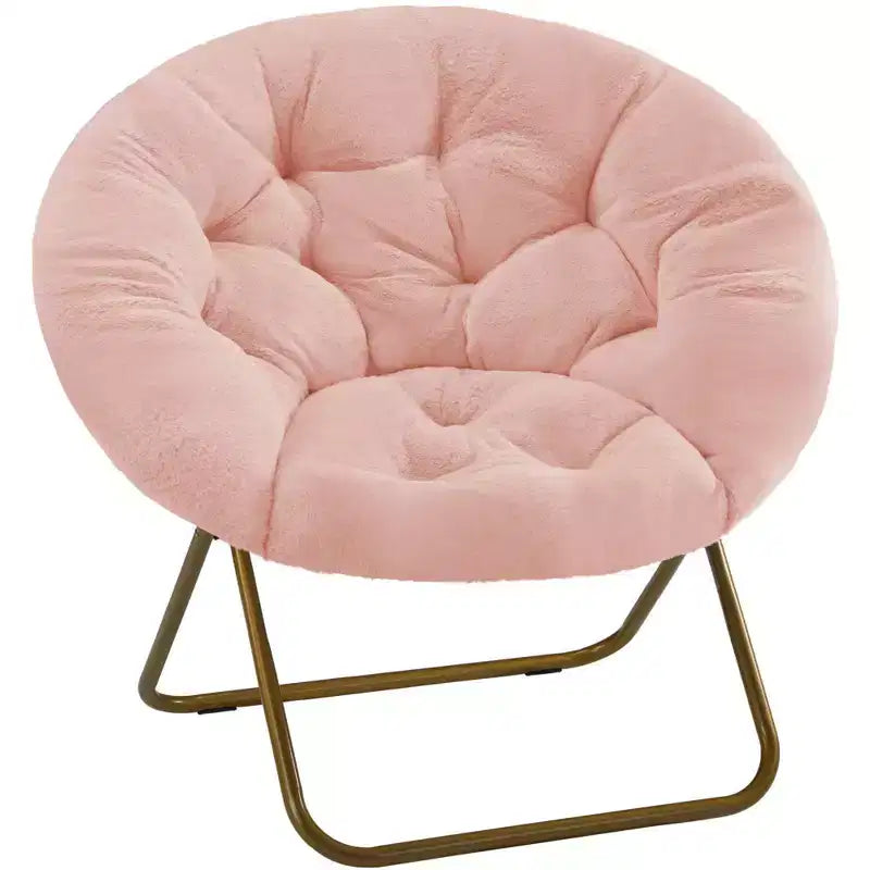 Fauteuil d'appoint rond en fausse fourrure, taille adulte pour chambre et salon