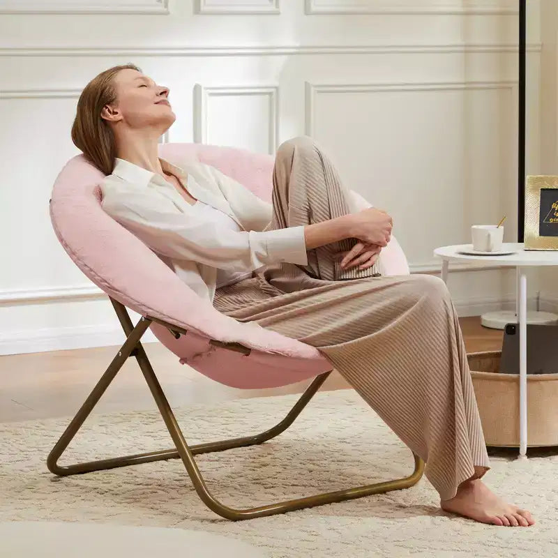 Fauteuil d'appoint rond en fausse fourrure, taille adulte pour chambre et salon
