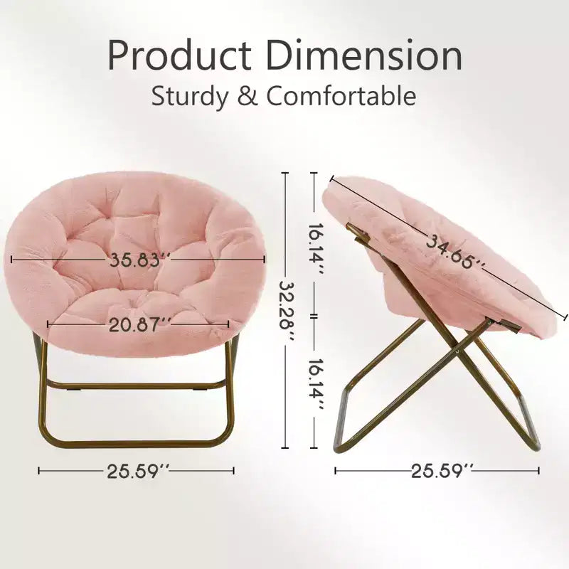 Fauteuil d'appoint rond en fausse fourrure, taille adulte pour chambre et salon