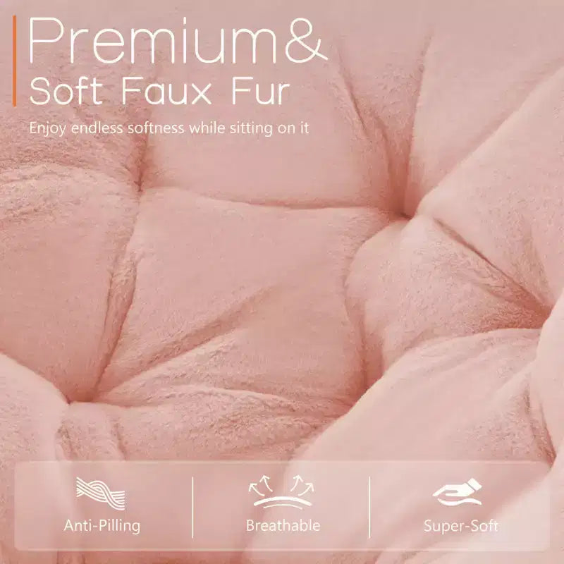 Fauteuil d'appoint rond en fausse fourrure, taille adulte pour chambre et salon