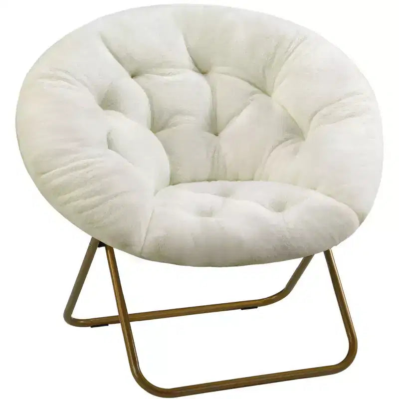 Fauteuil d'appoint rond en fausse fourrure, taille adulte pour chambre et salon